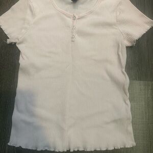 art class Light Pink Ribbed Henley Short Sleeve Tee
